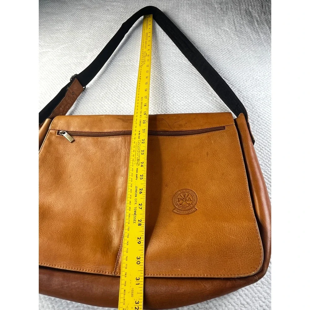 PGA‎ Leather Messenger Bag Tan Adjustable Strap
